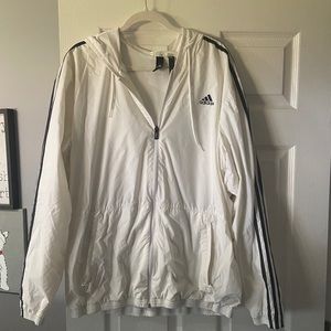 Adidas XL White Windbreaker W/stripes